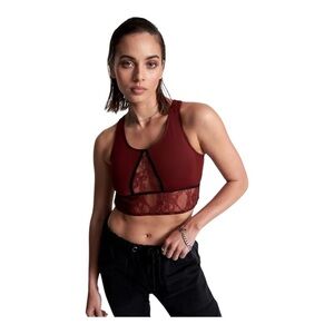 ONE TEASPOON Lulu Mesh And Lace Bralette -
Wine Size XS/Size 2 US NWT